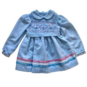 Vintage Hand Smocked by Pioneer Dress Long Sleeve Made In USA